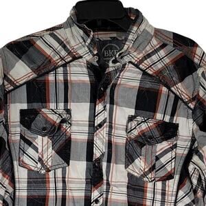 Buckle BKE‎ Shirt Mens Large Plaid Snap Button Standard Fit Long Sleeve Western